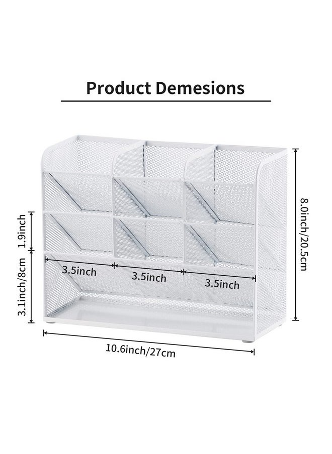 Marbrasse - Mesh Desk Organizer Multifunctional Pen Holder Pen Organizer For Desk Desktop Stationary Organizer Storage Rack For School Home Office Art Supplies (White Mesh Pen Holder) - Image 1