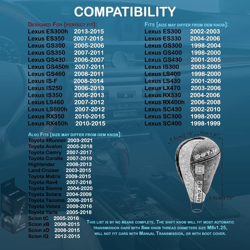 SHIFTIN Black Leather Carbon Pattern Gear Shift Knob - Image 4