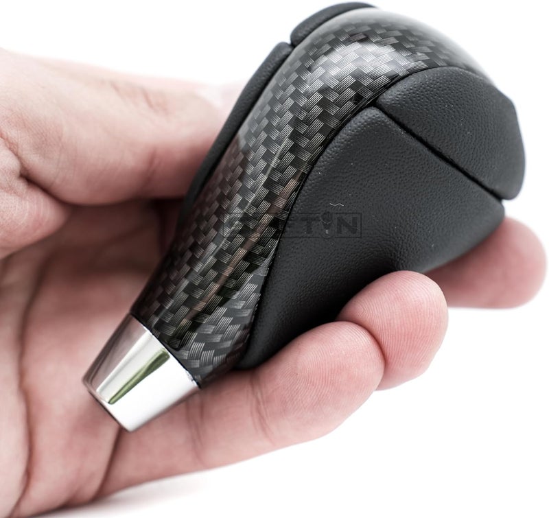 SHIFTIN Black Leather Carbon Pattern Gear Shift Knob - Image 3