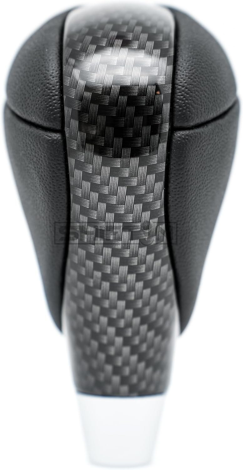 SHIFTIN Black Leather Carbon Pattern Gear Shift Knob - Image 2