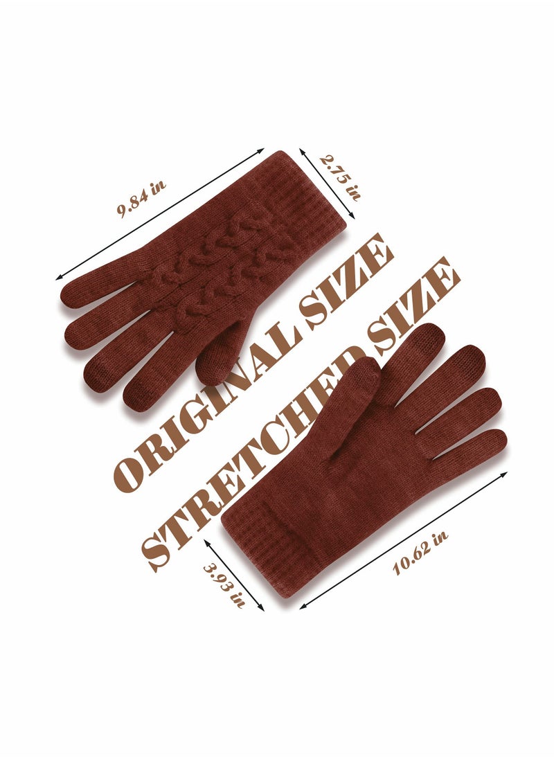 SYOSI Women Touch Screen Gloves - Winter Warm Gloves Touchscreen Mittens Thermal Fleece Lined Knitted Gloves for Outdoor  - Image 4