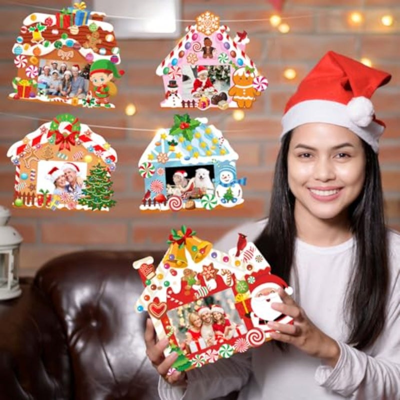 36 Pack Christmas DIY Picture Frames Craft Kit Xmas Tree Photo Frames Ornaments with Stickers for Xmas Winter Holiday Party Activities Favor - Image 5