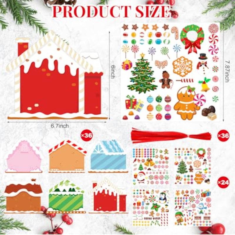 36 Pack Christmas DIY Picture Frames Craft Kit Xmas Tree Photo Frames Ornaments with Stickers for Xmas Winter Holiday Party Activities Favor - Image 2
