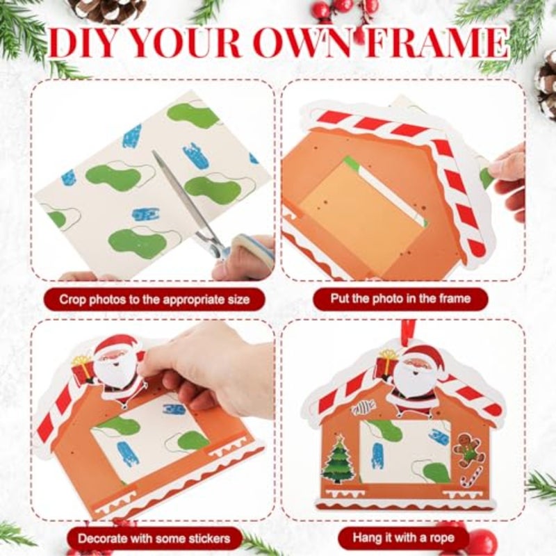 36 Pack Christmas DIY Picture Frames Craft Kit Xmas Tree Photo Frames Ornaments with Stickers for Xmas Winter Holiday Party Activities Favor - Image 3
