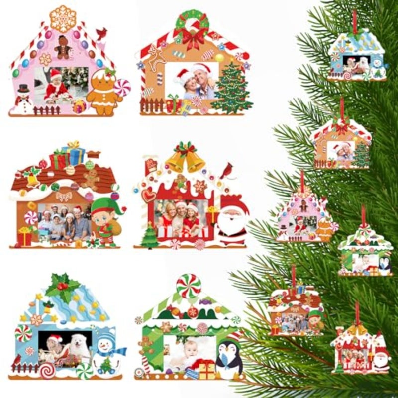 36 Pack Christmas DIY Picture Frames Craft Kit Xmas Tree Photo Frames Ornaments with Stickers for Xmas Winter Holiday Party Activities Favor - Image 1