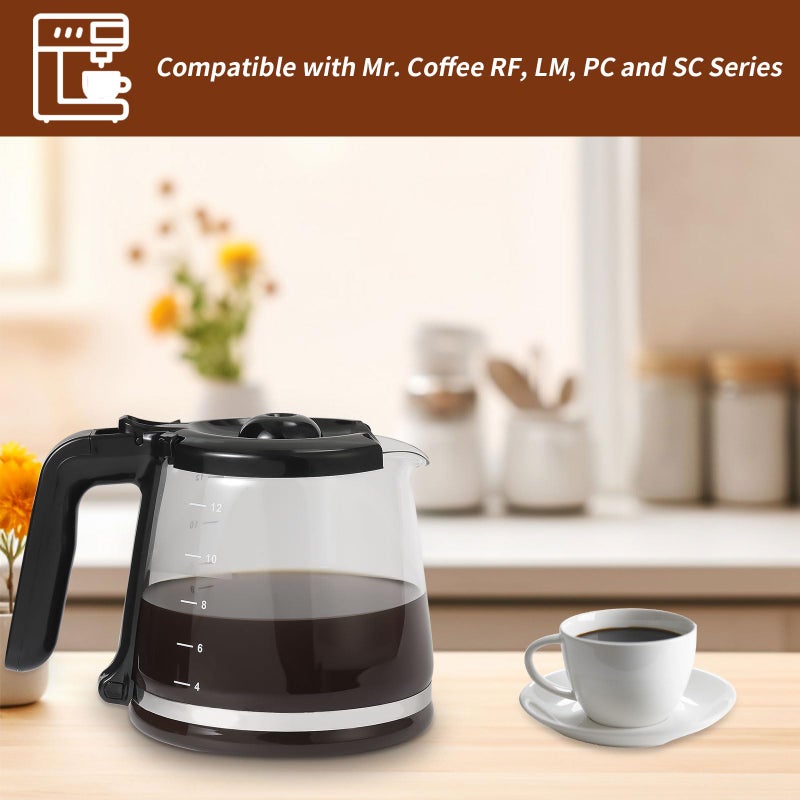 Roabertic 12 Cup Replacement Pot for Mr. Coffee, 12 Cup Carafe Replacement Pot Compatible with Mr. Coffee RF, LM, PC and SC Series - Image 2