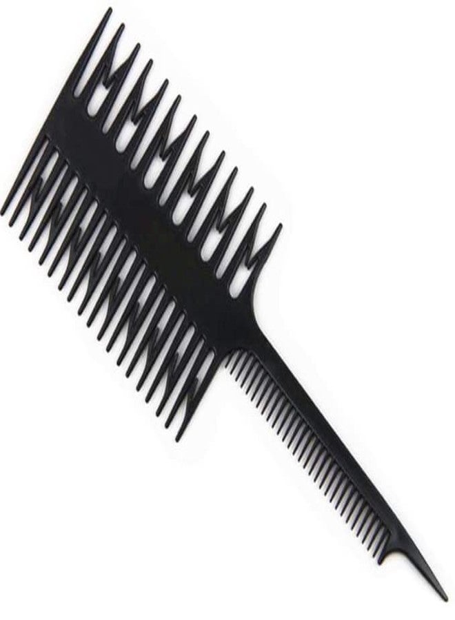 Krifa Enterprise 3-Sided Hair Styling Comb - Professional Weaving & Highlight Comb with Rat Tail - Micro Braiding & Sectioning Tool for Salon & Home Use - Black, 1 Piece - Image 1