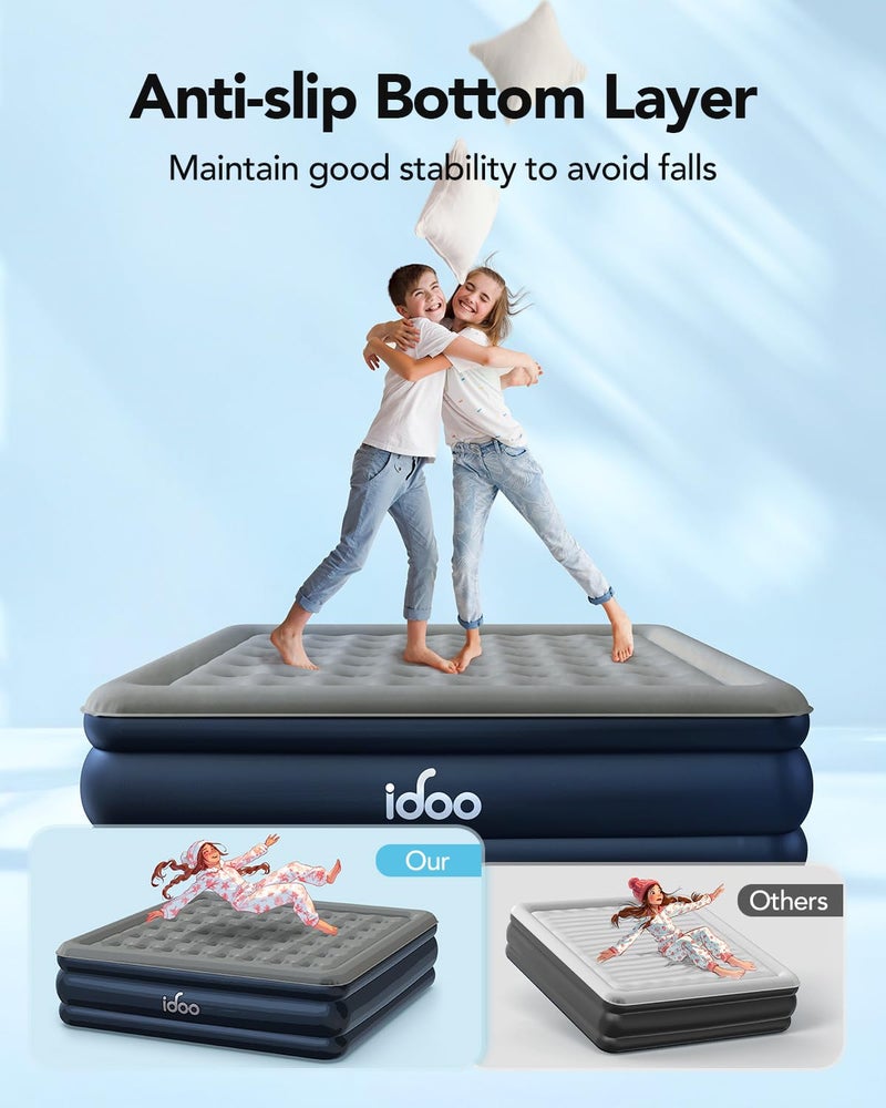 iDOO King Size Air Mattress with Built in Pump, 18" Raised Comfort Blow up Mattress King, Upgraded Inflatable Mattress for Guest Home, Temporary Air Bed with Storage Bag, colchon inflable, 750lbs Max - Image 5