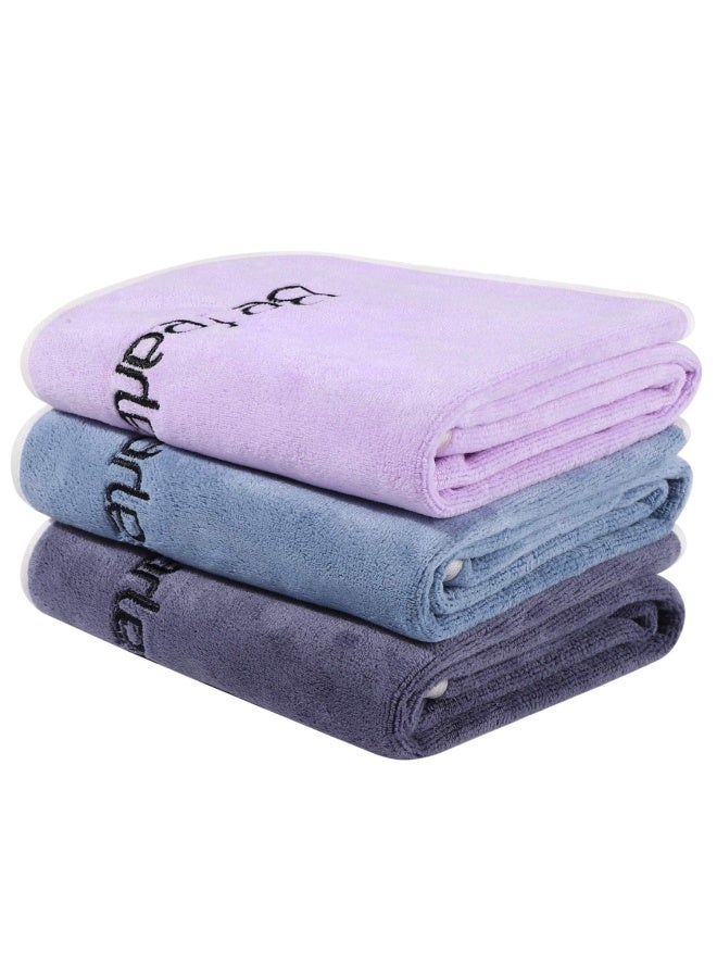 BOBOR Gym Towels Set Microfiber Sports Towel for Men and Women Super Soft and QuickDrying 3Pack Set Towel for Tennis Yoga Cycling Swimming 1Blue1Purple1Gray 14 x 29 - Image 2