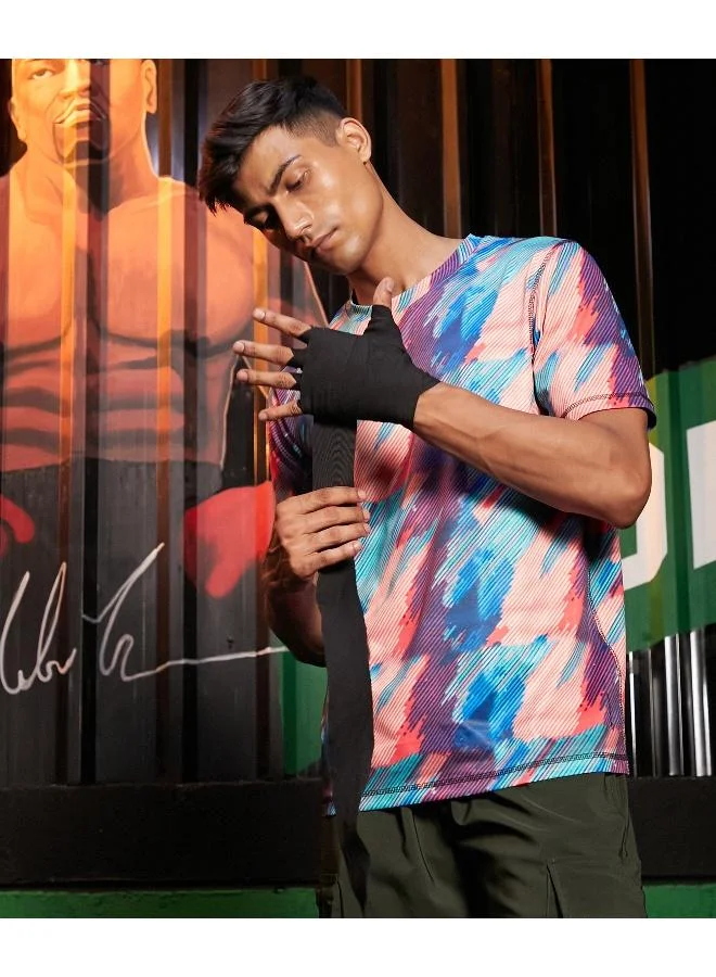 كامبوس سوترا تي شيرت رياضي تجريدي عمودي متعدد الألوان للرجال