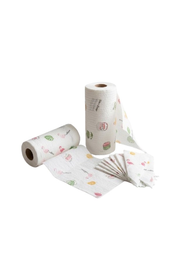 Kitchen Towels, Wet and Dry, Absorbent, 2 Rolls (50 Sheets Each), Random Pattern - Image 1