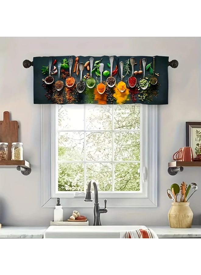 Spices Printed Flat Kitchen Curtain 17 72x53 94 Inch Multicolor Decor For Home Cafe Office - Image 1