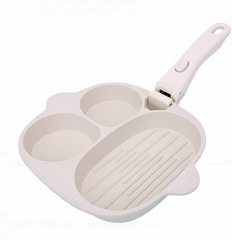 Haofy Nonstick Egg Pan Aluminum Alloy Breakfast Frying Pan with Detachable Handle Egg Skillet for Eggs Bacon Pancakes Sausage for Home Kitchen Camping (3 Cup) - Image 1