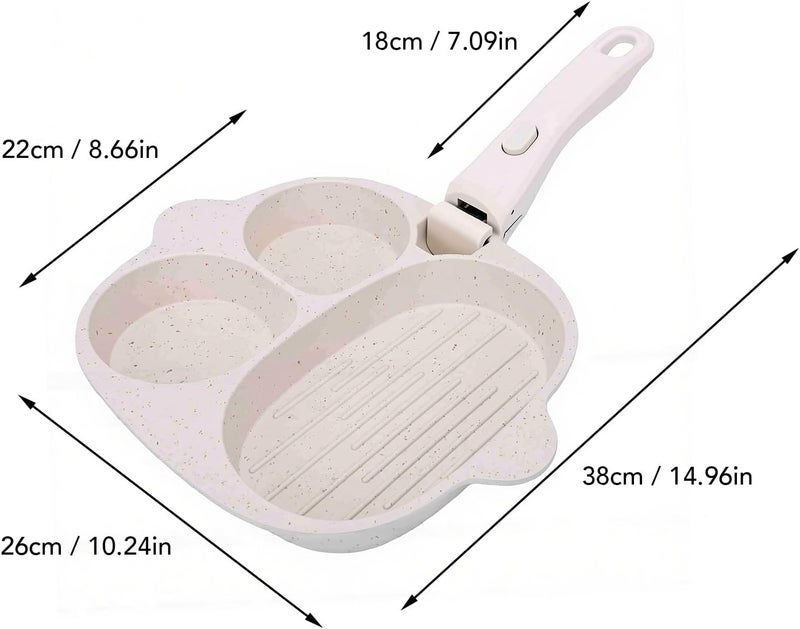 Haofy Nonstick Egg Pan Aluminum Alloy Breakfast Frying Pan with Detachable Handle Egg Skillet for Eggs Bacon Pancakes Sausage for Home Kitchen Camping (3 Cup) - Image 3