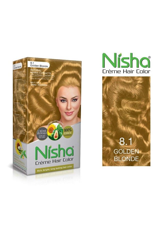 Nisha كريم لون الشعر أشقر ذهبي للنساء والرجال، لون شعر يدوم طويلاً، تغطية 100% للشعر الرمادي مع مستخلصات الحناء، عبوة من قطعتين - Image 4