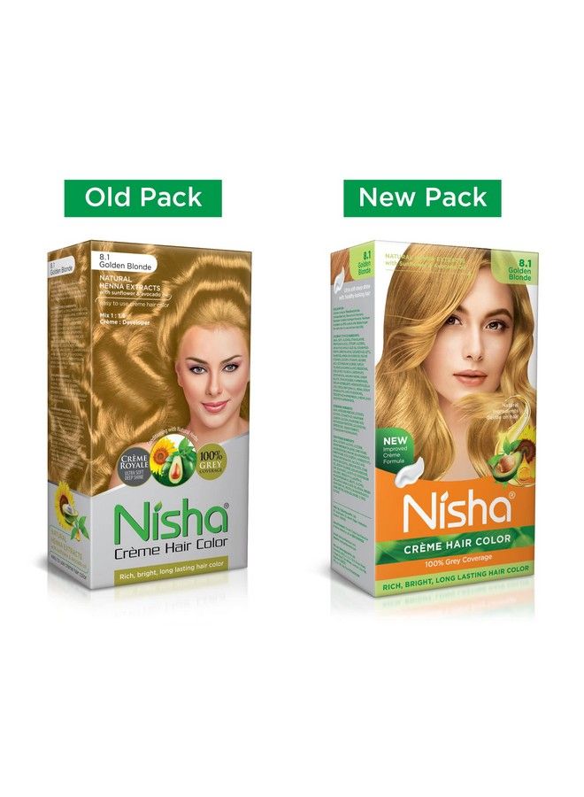 Nisha كريم لون الشعر أشقر ذهبي للنساء والرجال، لون شعر يدوم طويلاً، تغطية 100% للشعر الرمادي مع مستخلصات الحناء، عبوة من قطعتين - Image 3