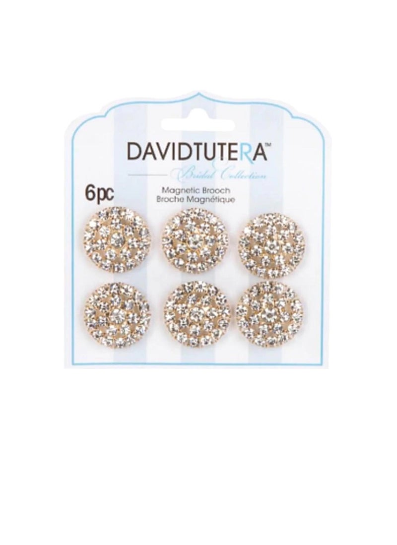 David Tutera - Illusion Gold and Crystal Rhinestone Magnet Brooches 6 pieces - Image 1