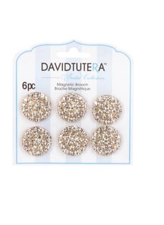 Illusion Gold and Crystal Rhinestone Magnet Brooches 6 pieces