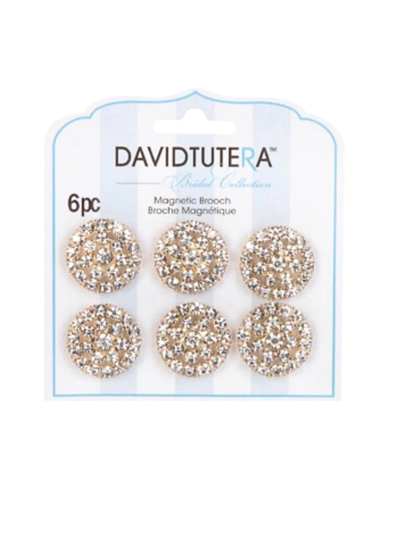 David Tutera - Illusion Gold and Crystal Rhinestone Magnet Brooches 6 pieces - Image 1