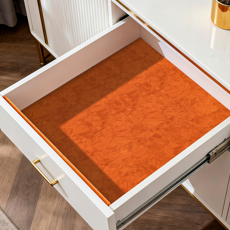 HelloWall Orange Wallpaper Crushed Felt Velvet Wallpaper Peel and Stick Velvet Drawer Liner Luxury Self Adhesive Felt Fabric Flocking Liner Orange Contact Paper for Jewelry Girls Nursery Decor 17.5x80 - Image 5