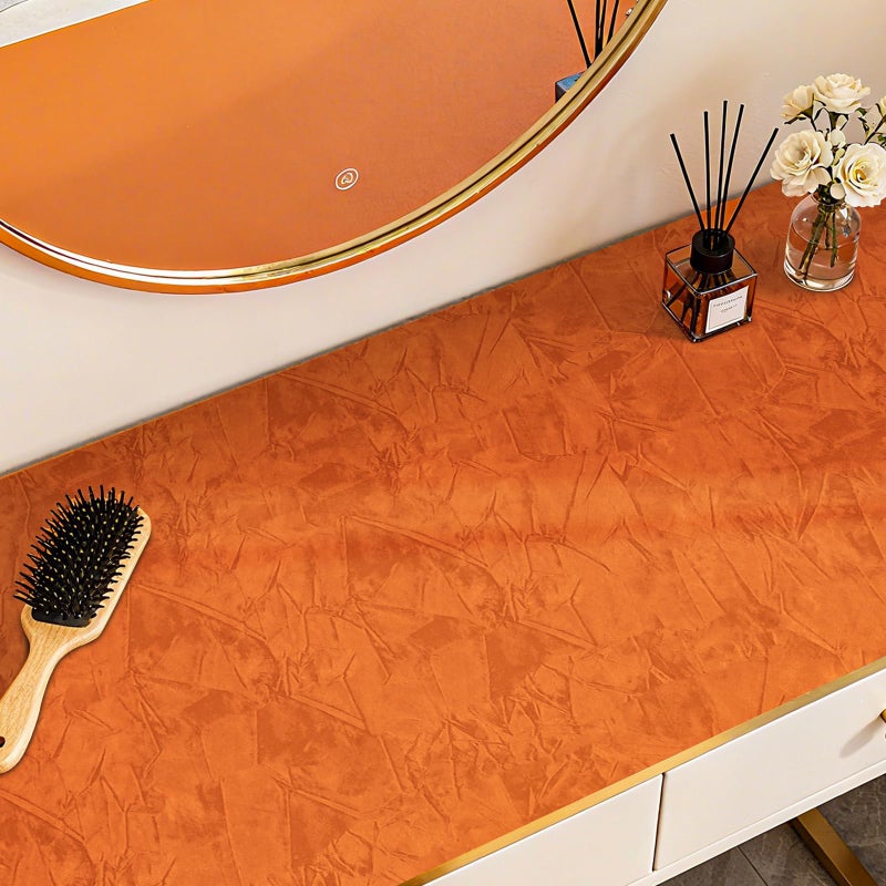 HelloWall Orange Wallpaper Crushed Felt Velvet Wallpaper Peel and Stick Velvet Drawer Liner Luxury Self Adhesive Felt Fabric Flocking Liner Orange Contact Paper for Jewelry Girls Nursery Decor 17.5x80 - Image 3