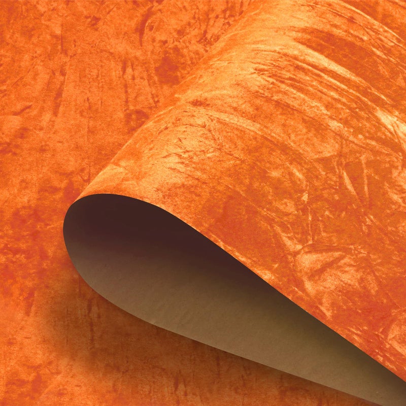 HelloWall Orange Wallpaper Crushed Felt Velvet Wallpaper Peel and Stick Velvet Drawer Liner Luxury Self Adhesive Felt Fabric Flocking Liner Orange Contact Paper for Jewelry Girls Nursery Decor 17.5x80 - Image 1