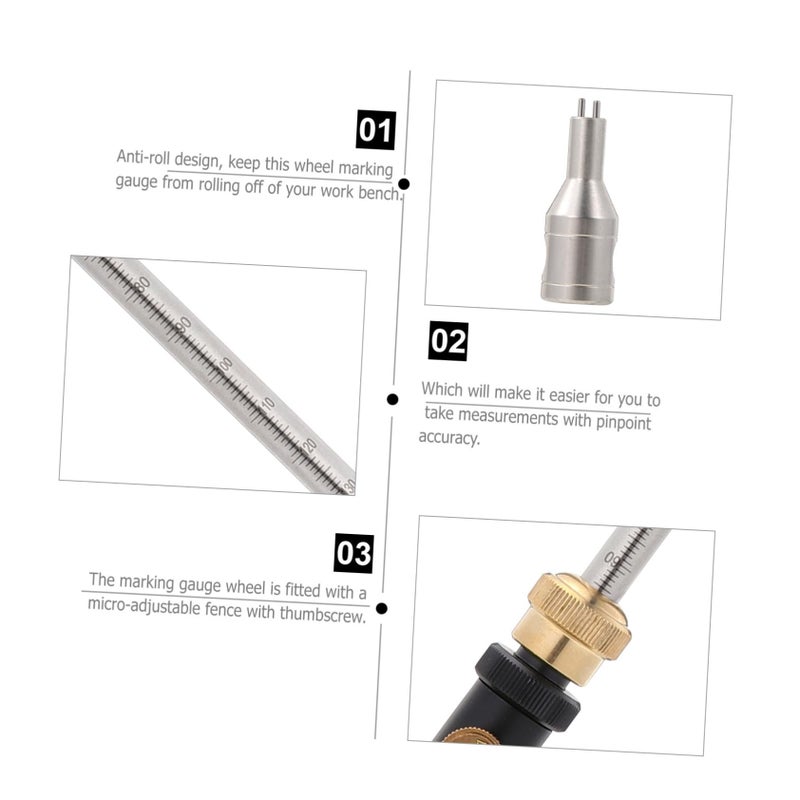 Wood Marking Gauge Dovetail Marker Tool with Brass Wheel Lightweight Scriber for Woodworking - Image 3