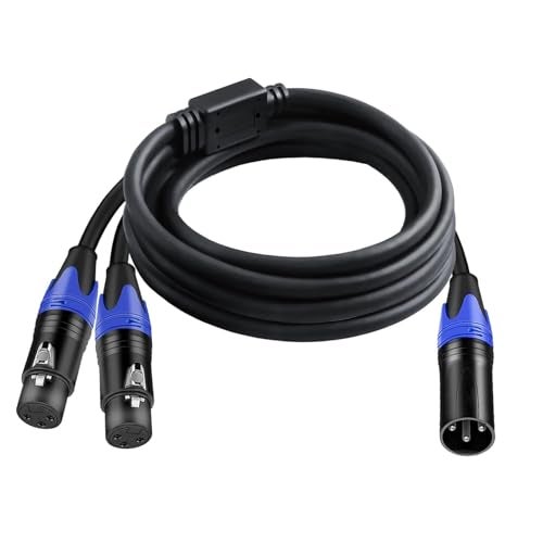 Seefeful (5FT / 1 Pack) 1 Male to 2 Female XLR Y Splitter Micrphone Cable, 3pin Male to Dual Female Y-Splitter Balanced Mic Audio Cables for Stereo Mic to L & R Audio Track - Image 1