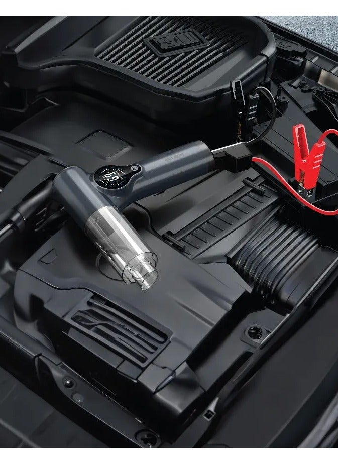 GREEN LION Multi-Function Portable Jump Starter, Blower, Powerbank, Vaccum  / Car Jump Starter & Power Bank (8000mAh Battery & 70000RPM Motor) / 12V Battery Booster / Smart Jumper Cables / Vacuum Cleaner & Air Inflator (40L/min Airflow) / PowerBank Charger / Portable Dust Blower / Digital Display - Grey - Image 3
