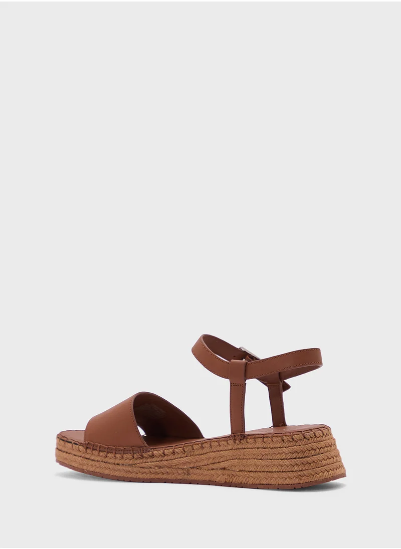 CALVIN KLEIN LEATHER WEDGE ROPE SANDALS