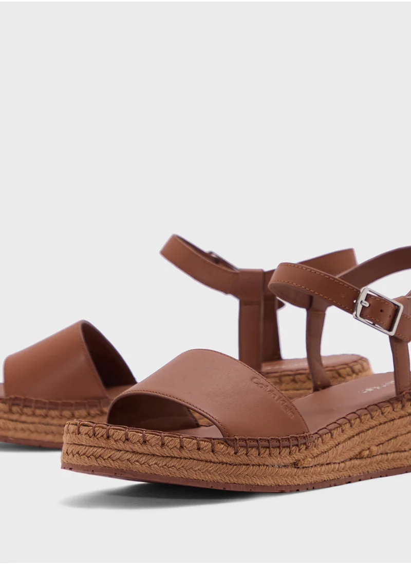 CALVIN KLEIN LEATHER WEDGE ROPE SANDALS