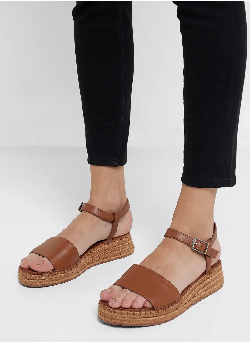 CALVIN KLEIN LEATHER WEDGE ROPE SANDALS
