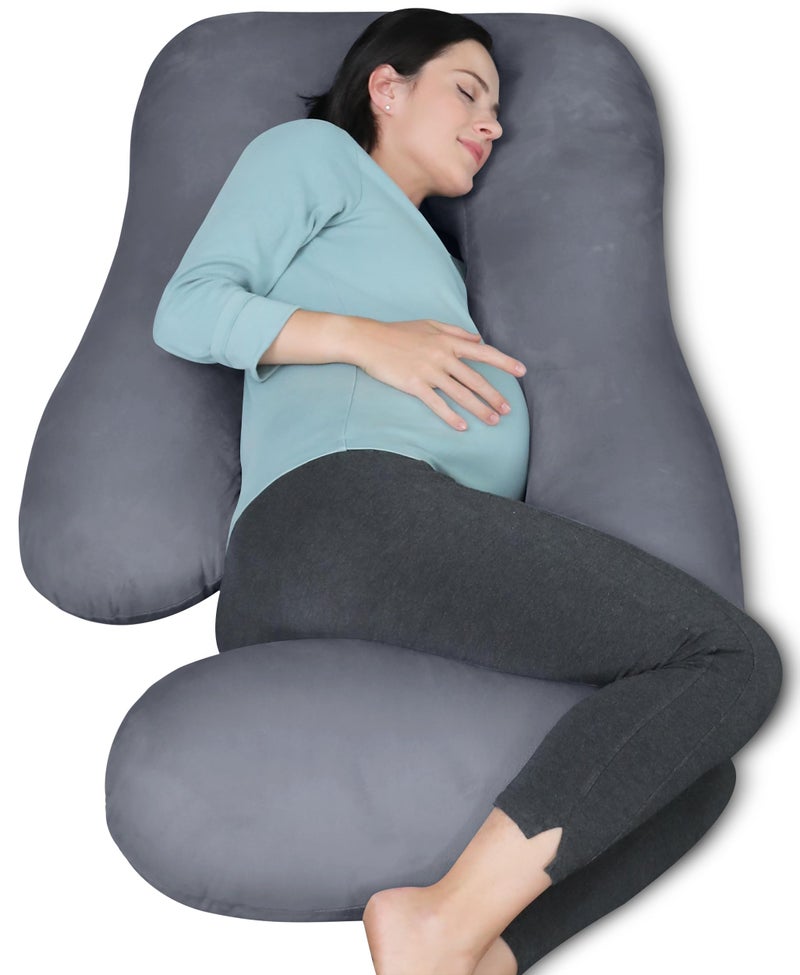 MOON PARK Pregnancy Pillows for Sleeping U Shaped Full Body Maternity Pillow with Removable Cover Support for Back Legs Belly Hips 57 Inch Pregnancy Pillow for Women Dark Grey - Image 2