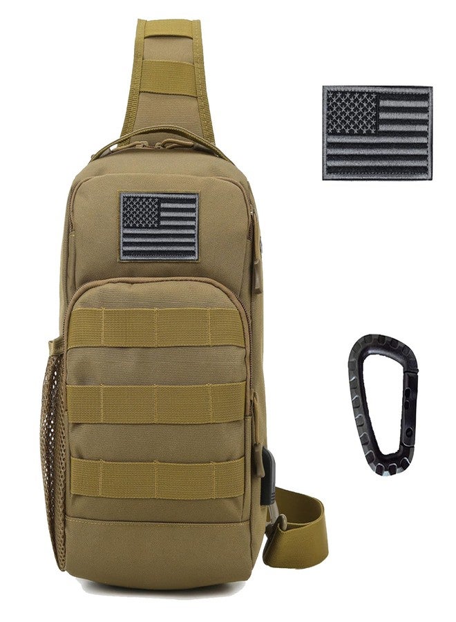 Valinov Tactical Shoulder Bag,Molle Shoulder Backpacks,Military Sling Daypack Backpack with USB Charging port (1 Pack Tan) - Image 1