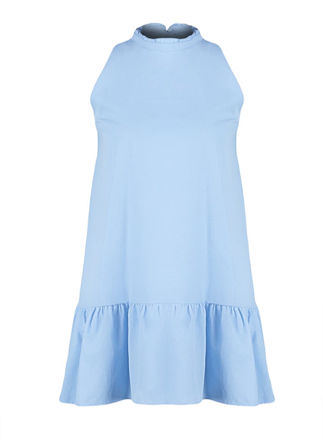 Blue Relaxed Fit Sleeveless Mini Woven Dress