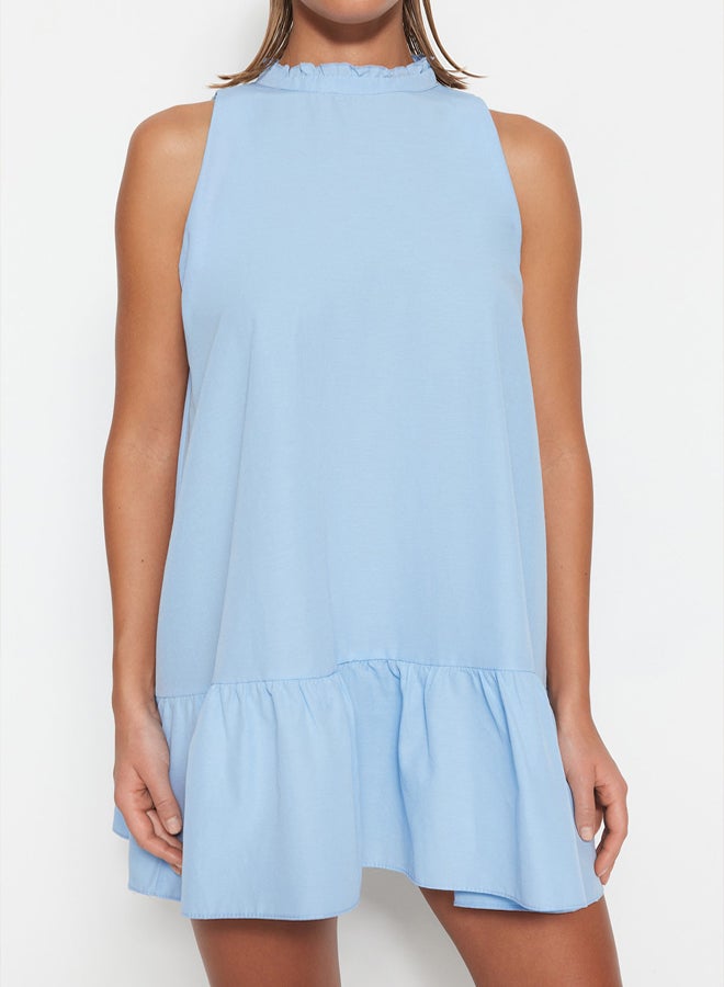 trendyol Blue Relaxed Fit Sleeveless Mini Woven Dress  - Image 3