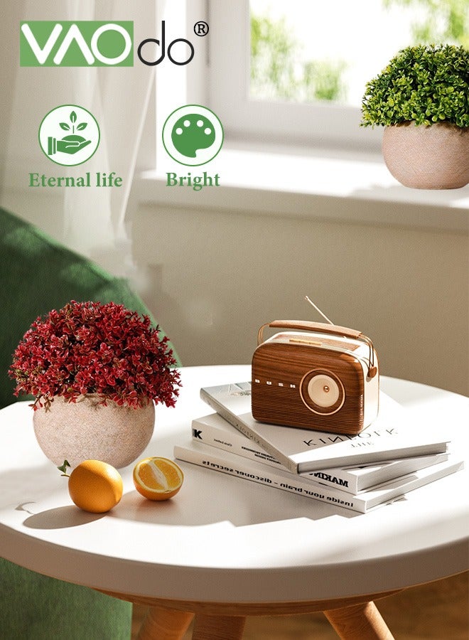 فاو دو قطعتان من أزهار الأصيص الصناعية الصغيرة المزيفة مع أصيص نباتات صغيرة لتزيين سطح المكتب والمنزل - Image 4