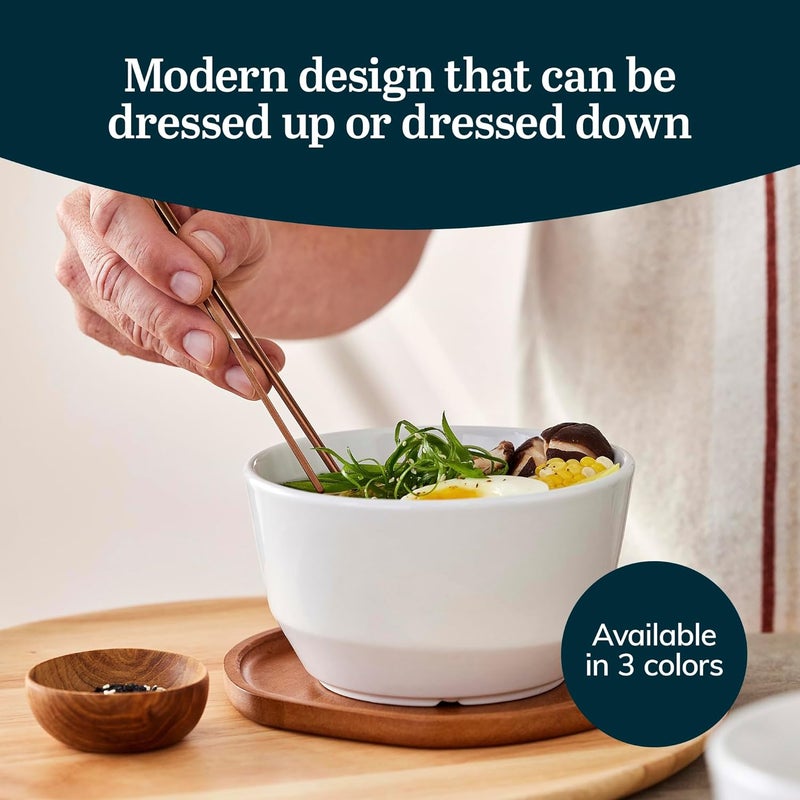 Libbey Austin Basalt Blue Porcelain Salad Soup Bowls Modern Style Large Soup Bowls Set of 4 Stackable Ceramic Bowls Set for Holidays Daily Use - Image 4