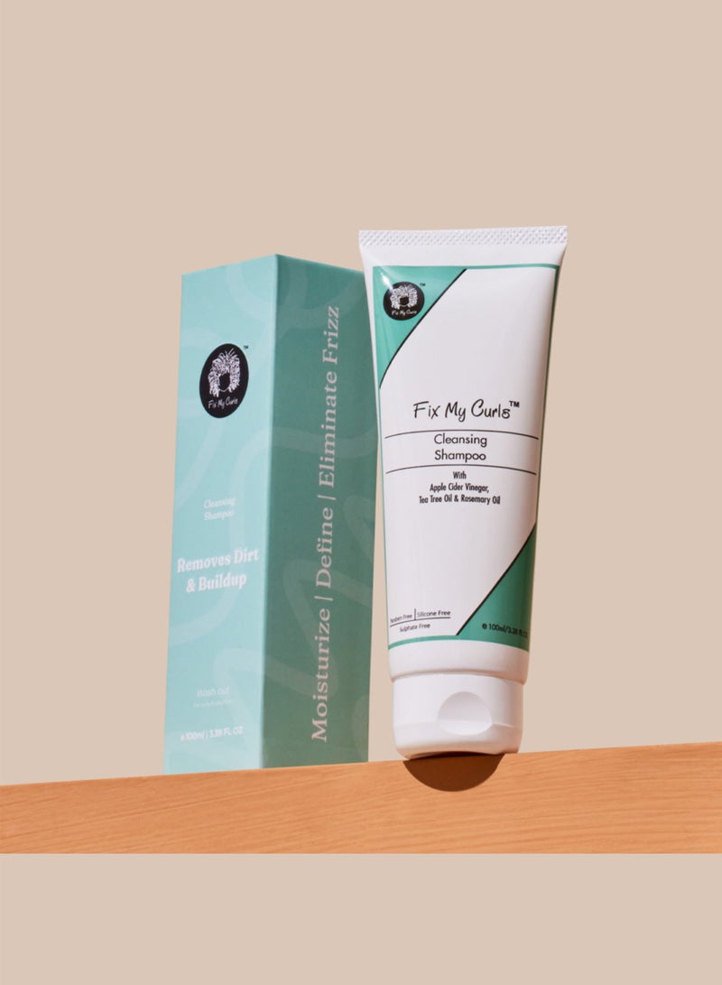 Fix My Curls Cleansing Shampoo | 100GM / 250GM | Enriched with Apple Cider Vinegar, Tea Tree & Rosemary Oil| Anti-Frizz, Anti-Itch | pH Balanced, Paraben-Free, Silicone-Free & Sulfate-Free | Fix My Curls  - Image 2