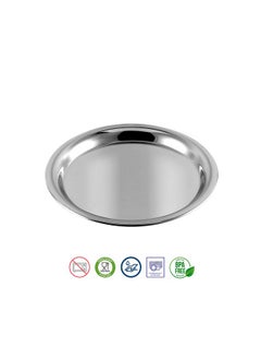 VINOD Kraft Stainless Steel Round Plate Set of 6 (20cm Dia) | Classic Design Thali Set | Mirror Finish, Food Grade | Steel Serving Plate for Dinner| 2 Year Warranty - Silver  - Image 4