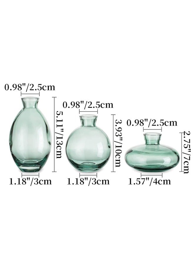 أزهار صغيرة للديكور الجدول, القديم, مصنوعة يدويا, 3 قطعة صغيرة زهرة الزجاج زهرة خضراء, مجموعة حديثة, زهرة زجاجية هيدروبونيك رقيقة للزهور, الديكور, حفل الزفاف, الجدول, المعيشة - Image 3