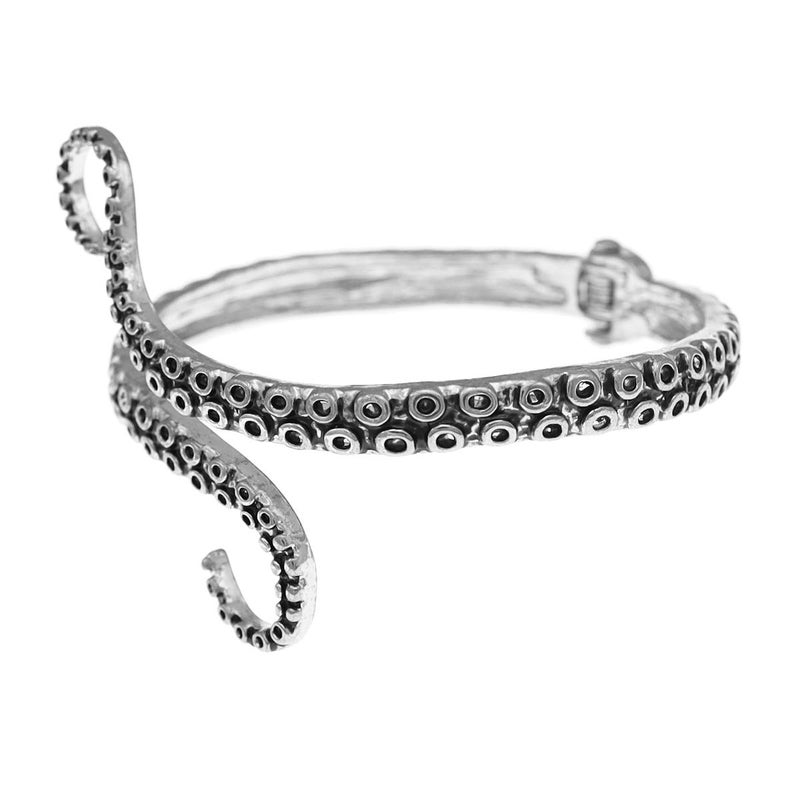 RechicGu Vintage Silver Octopus Tentacle Animal Sea Ocean Hinged Open Bracelet Bangle Cuff Scary Horror Goth - Image 5