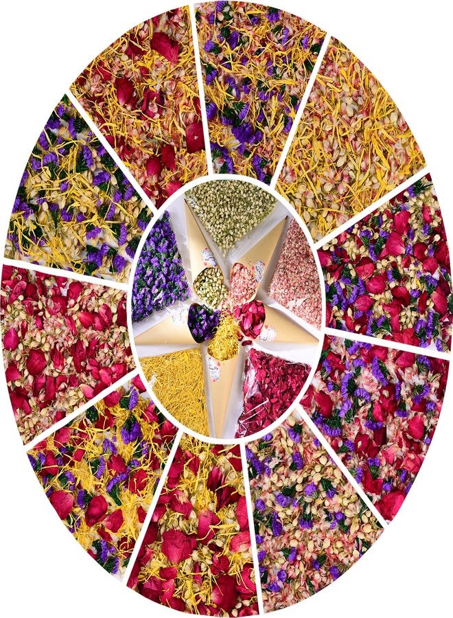 Koceko 40+ Cups 9.3oz Real Biodegradable Flower Petal Wedding Confetti, 5 QT 5 Kinds Colorful Mixed Petal Confetti with Dried Rose Petal & Jasmine Buds, DIY Wedding Decor for Flower Girl Bridal - Image 1