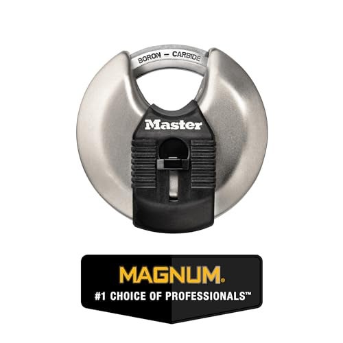 Master Lock Magnum Heavy-Duty Stainless-Steel Discus Padlock with Keys, Keyed Alike Heavy Duty Storage Lock for Indoor or Outdoor Use, M40XKAD - Image 2