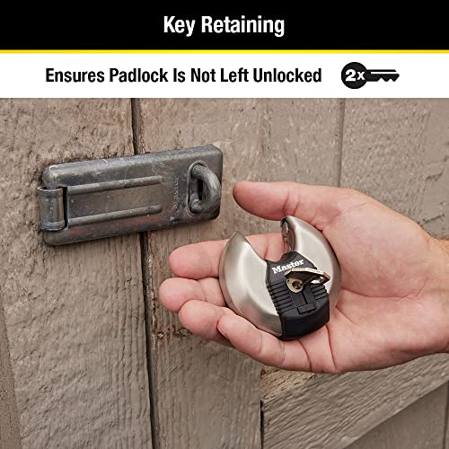Master Lock Magnum Heavy-Duty Stainless-Steel Discus Padlock with Keys, Keyed Alike Heavy Duty Storage Lock for Indoor or Outdoor Use, M40XKAD - Image 5