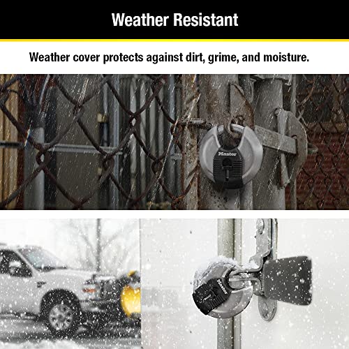 Master Lock Magnum Heavy-Duty Stainless-Steel Discus Padlock with Keys, Keyed Alike Heavy Duty Storage Lock for Indoor or Outdoor Use, M40XKAD - Image 4