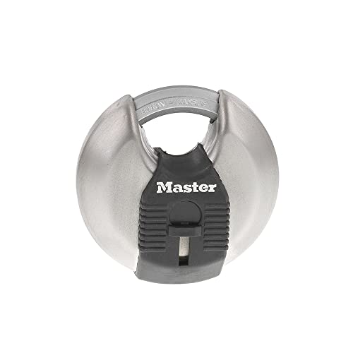 Master Lock Magnum Heavy-Duty Stainless-Steel Discus Padlock with Keys, Keyed Alike Heavy Duty Storage Lock for Indoor or Outdoor Use, M40XKAD - Image 1