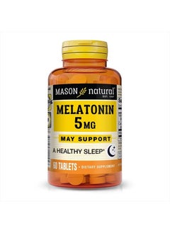 Mason Natural Melatonin 5 mg with B6 and Calcium, Natural Sleep Aid, Supports Healthy Sleep & Rest, 60 Count  - Image 1