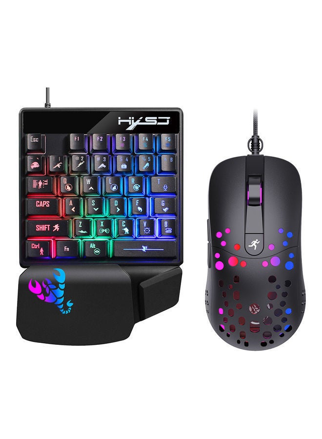NIBEMINENT Wired RGB Gaming Mouse And Single-hand Keyboard With Portable Converter Combo Black - Image 1