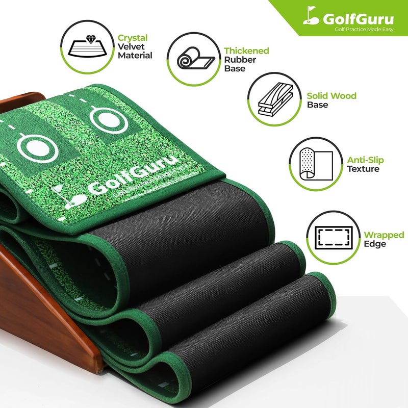 Golfguru 9.8ft Indoor Putting Green Mat with Automatic Ball Return & Mirror - Image 4